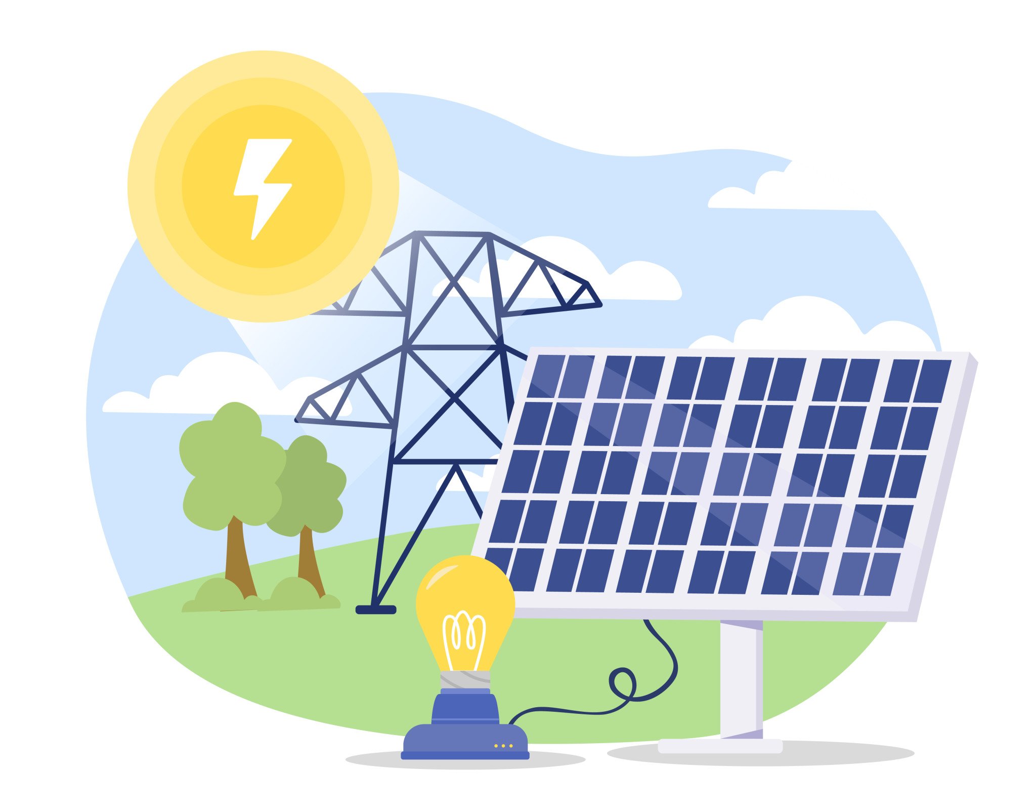 Illustrazione tecnica di pannelli fotovoltaici